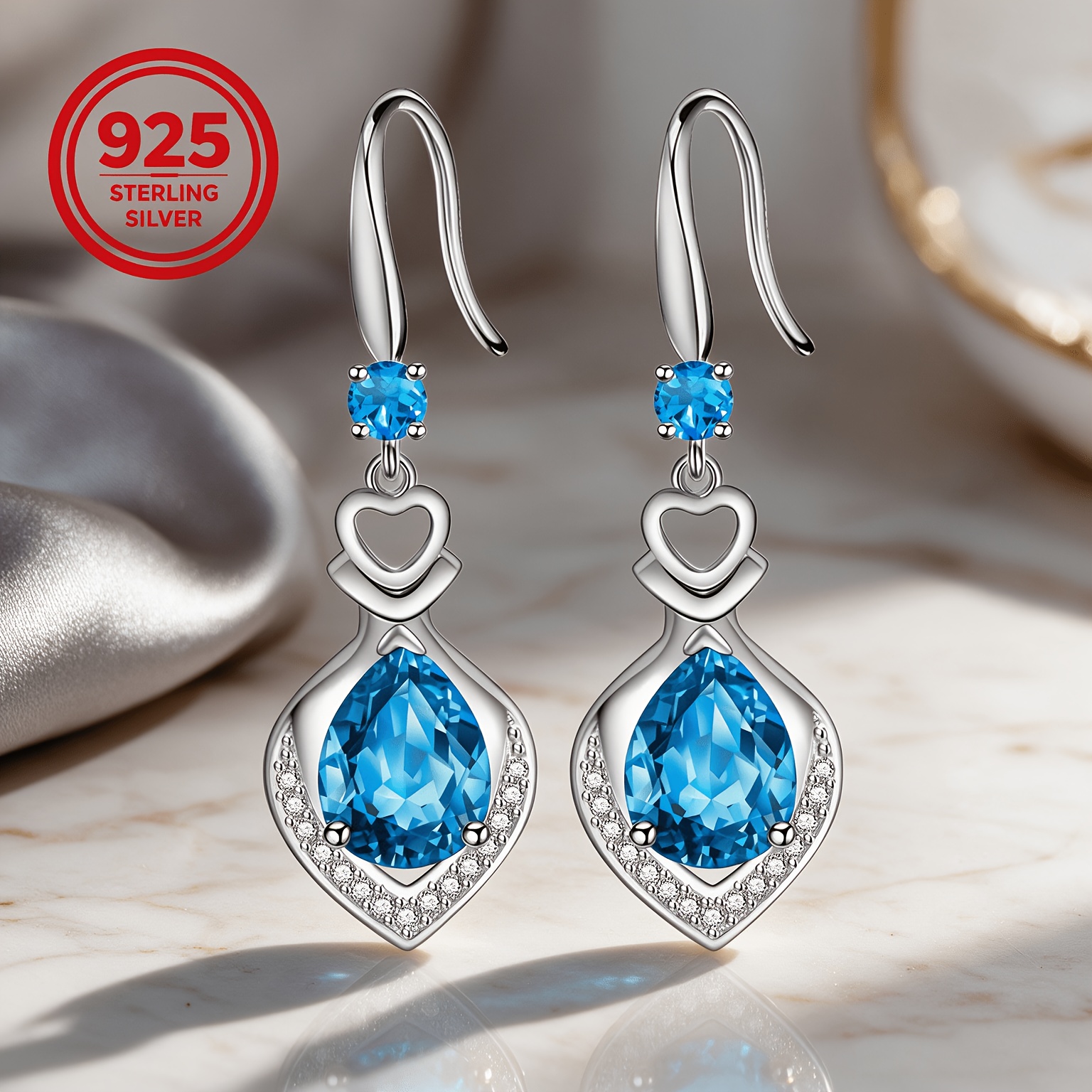 Women's 925 Silver Low-Allergy Water Drop Ear Hooks, Premium Style